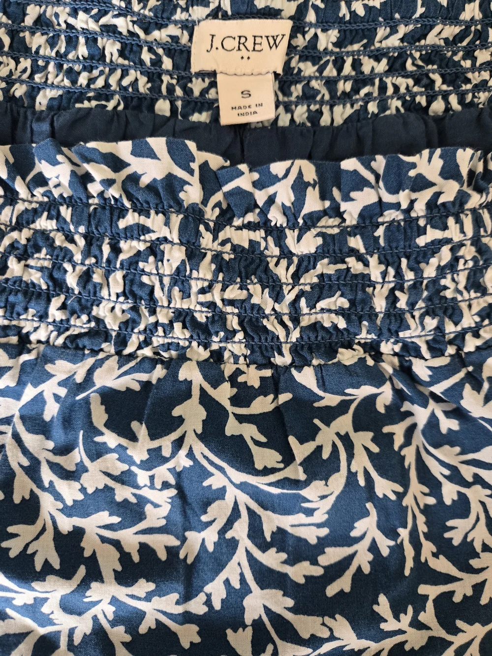 J. Crew Blue and White Floral Tiered Mini Skirt, Size S